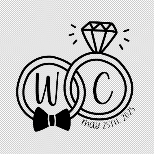 Set mit 35 personalisierten Ring-Tattoos mit Initialen & Datum – Hochzeit, Verlobung, Andenken