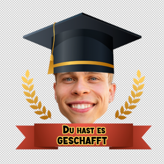 Temporäres Tattoo mit Foto – Du hast es geschafft! | Personalisierter Partygag zur Abschlussfeier