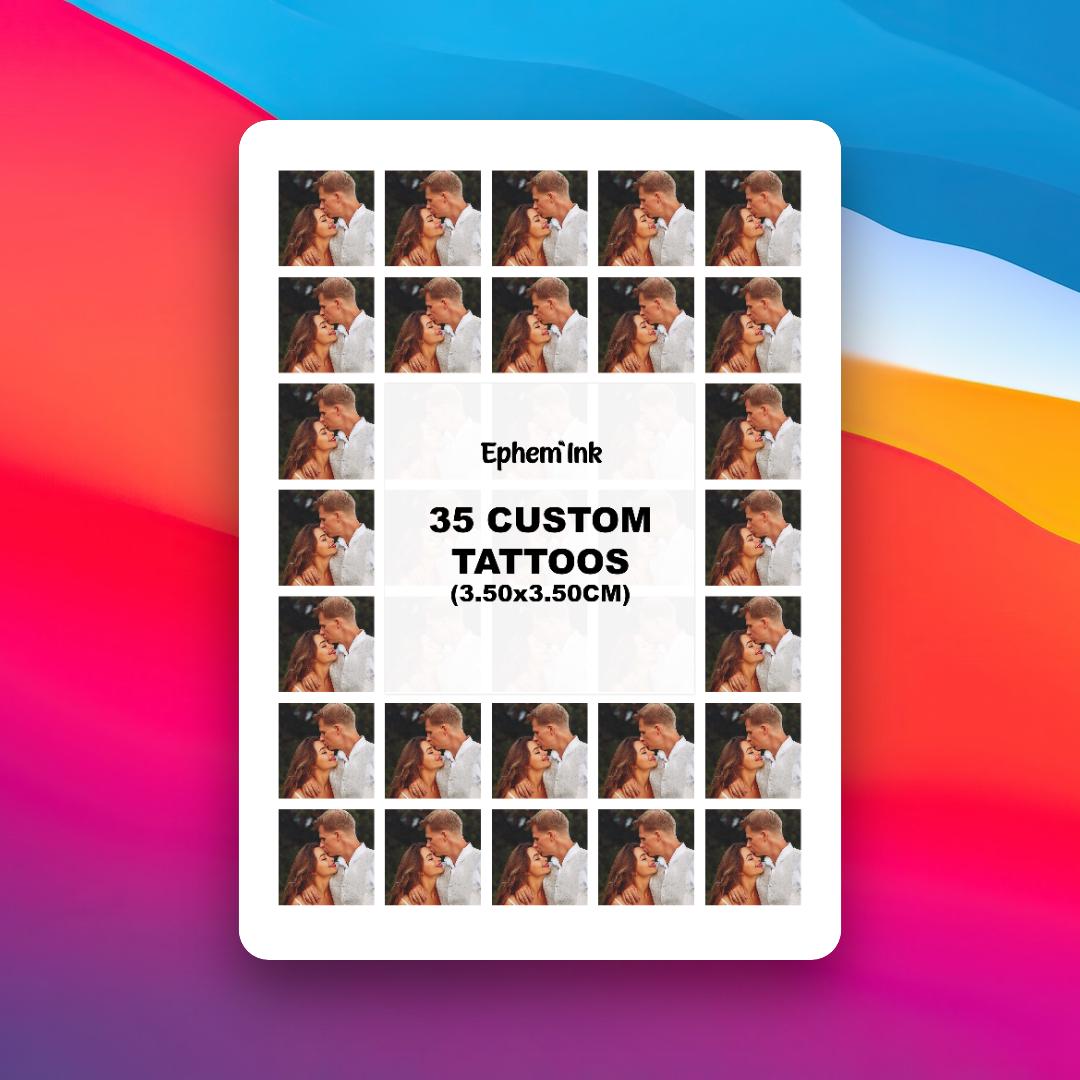 Set mit 35 personalisierten temporären Tattoos aus Ihrem Foto