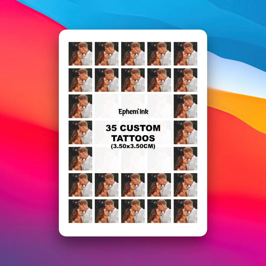 Set mit 35 personalisierten temporären Tattoos aus Ihrem Foto