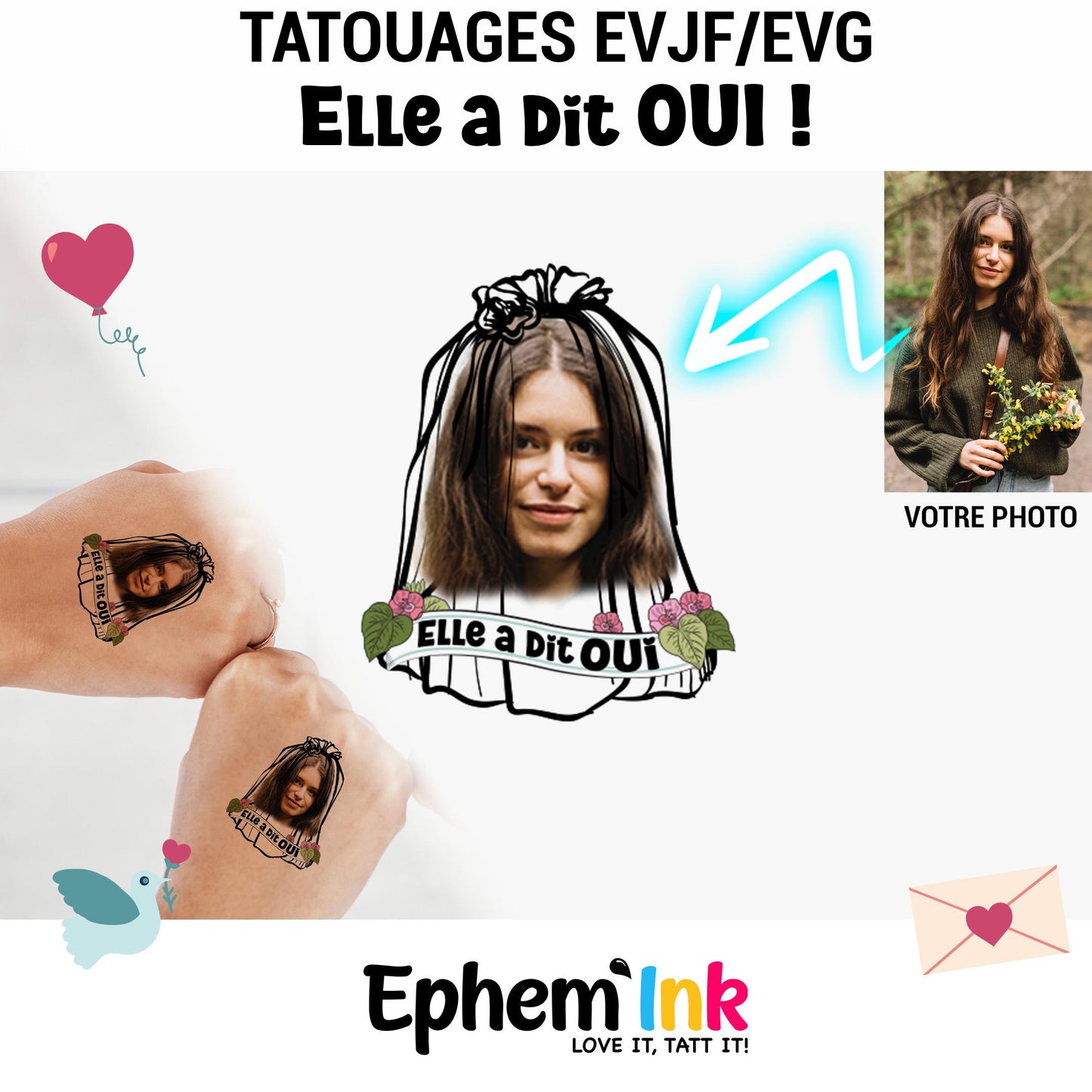 JGA Braut Tattoos – "Sie hat JA gesagt!" | Lustiges Bachelorette-Geschenk für die Braut