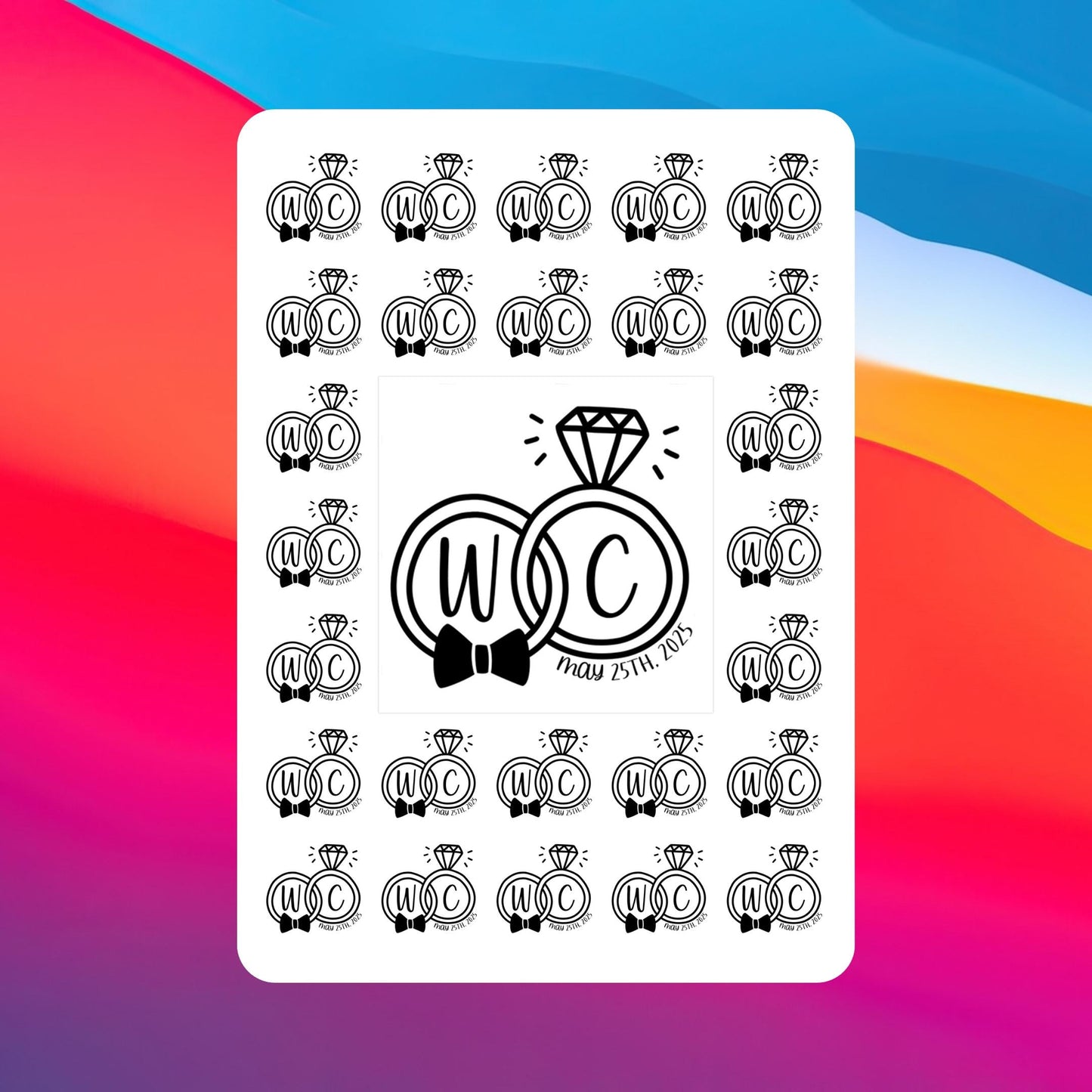 Set mit 35 personalisierten Ring-Tattoos mit Initialen & Datum – Hochzeit, Verlobung, Andenken